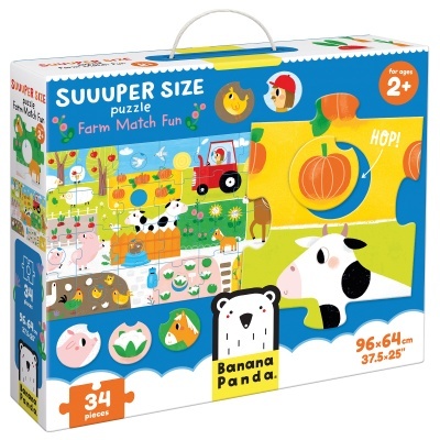 Caixa de puzzle infantil com design de animais e vegetais da quinta, puzzle grande para crianças