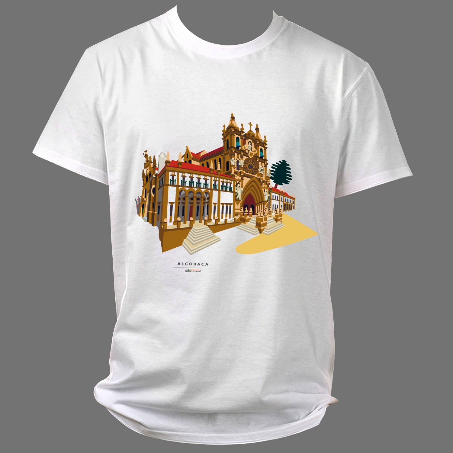 ALCOBAÇA T-Shirts – Mosteiro T-shirt branca com estampa do Mosteiro de Alcobaça