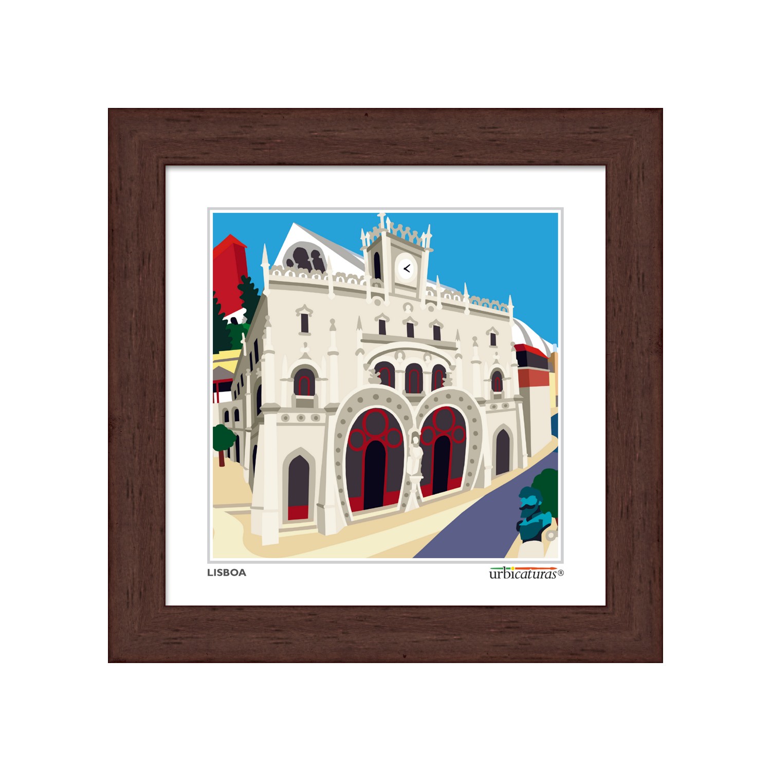 LISBOA Minis – Estação do Rossio Quadro decorativo com ilustração do edifício Estação do Rossio em Lisboa