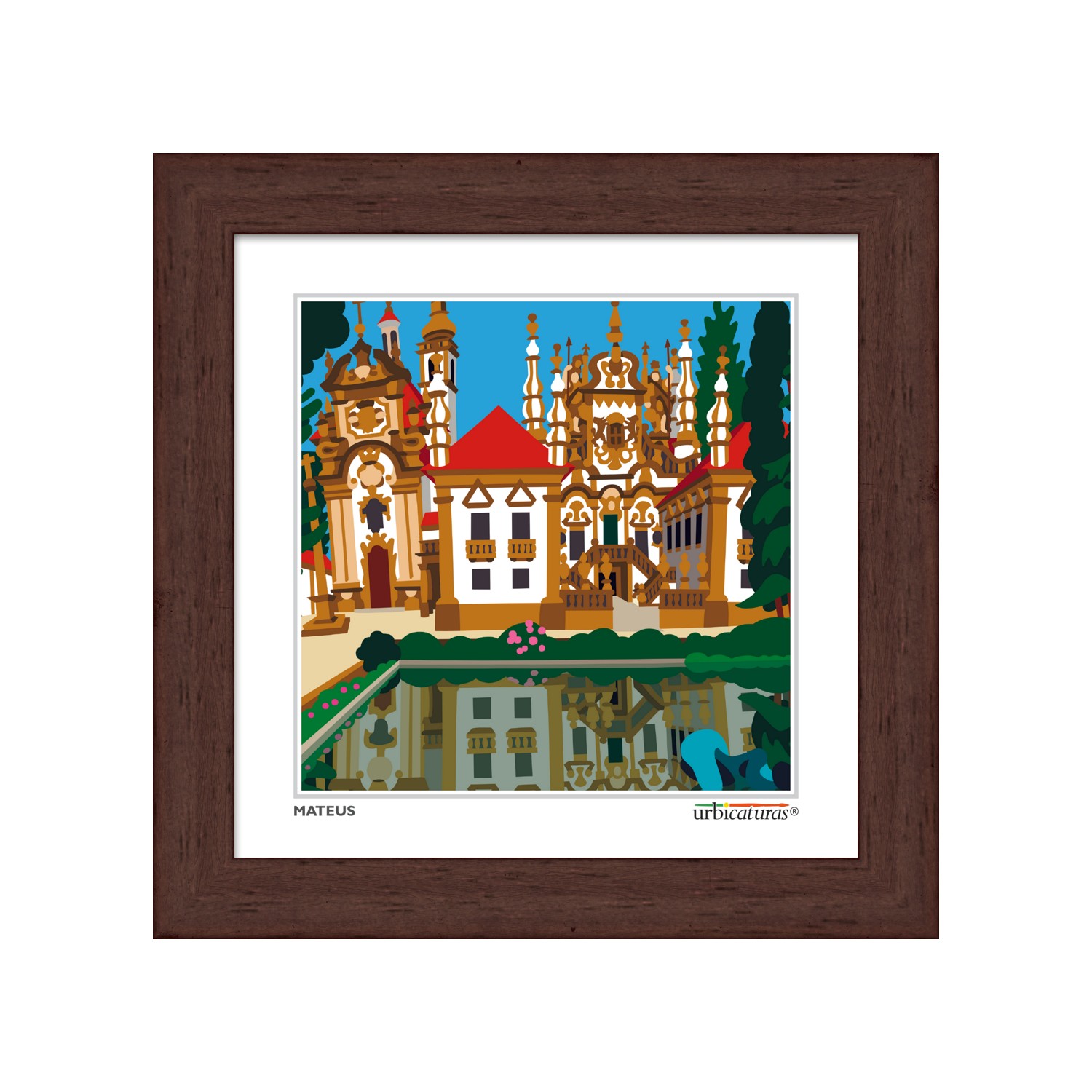 VILA REAL Minis – Mateus Quadro com ilustração de edifício barroco e reflexo na água