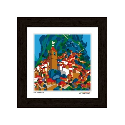 Quadro decorativo com ilustração colorida da aldeia Monsanto