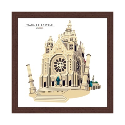 Ilustração digital da Basílica de Santa Luzia em Viana do Castelo emoldurada