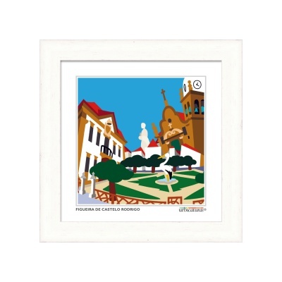 Quadro ilustrativo de Figueira de Castelo Rodrigo com moldura branca