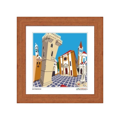 Imagem abstrata de edifícios coloridos emoldurada