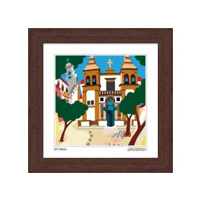 Quadro decorativo com imagem gráfica de igreja em Setúbal