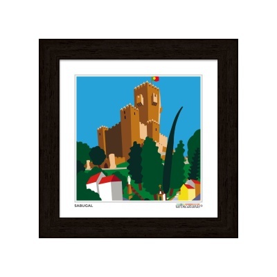 Ilustração do castelo de Sabugal em moldura preta