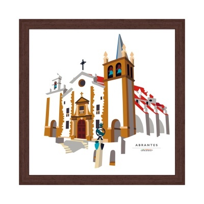 Ilustração digital estilizada de edifício histórico com torres e sinos