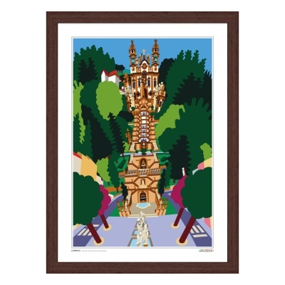 Quadro com serigrafia colorida da escadaria e igreja do Bom Jesus do Monte