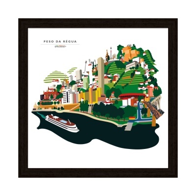 Ilustração colorida de Peso da Régua em moldura preta.