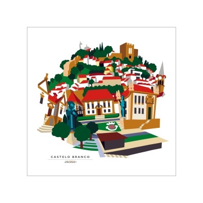 Ilustração colorida da cidade de Castelo Branco