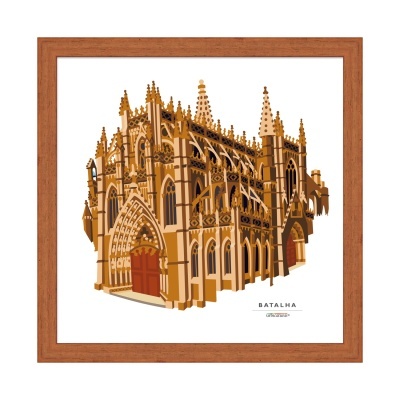 Ilustração da igreja-forte de Batalha emoldurada