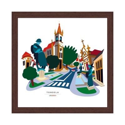 Quadro decorativo com ilustração colorida da cidade Tondela