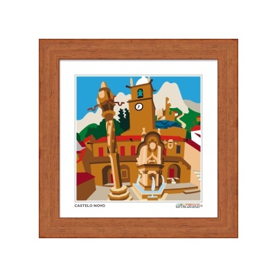Quadro com imagem decorativa de edifício histórico em Castelo Novo