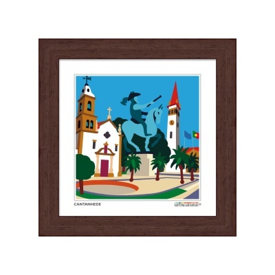 Quadro decorativo com monumento e Igreja em Cantanhede
