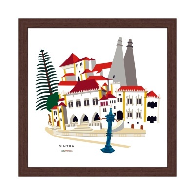 Quadro emoldurado com ilustração de Sintra, Portugal
