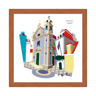 Ilustração digital da igreja histórica Seixal