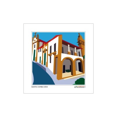 Ilustração de edifício em Santa Comba Dão com cores vivas
