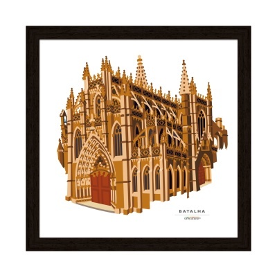 Ilustração da Igreja de Batalha em moldura preta