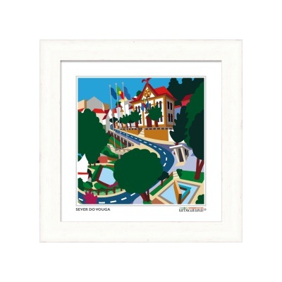 Quadro com arte gráfica colorida de Sever do Vouga com moldura branca