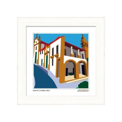 Quadro com arte digital de edifício colorido em Santa Comba Dão