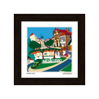 Quadro emoldurado com ilustração colorida de MESÃO FRIO