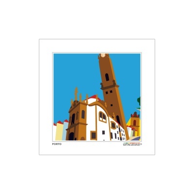 Ilustração de edifício histórico em Porto com texto 'PORTO' e 'urbexcartao'