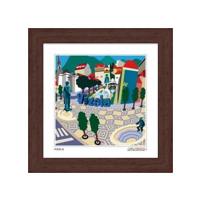 Quadro ilustrativo da cidade de Vizela com moldura de madeira escura