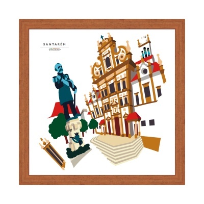 Quadro ilustrativo das fachadas e estátua de Santarém
