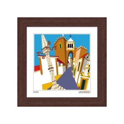 Quadro decorativo com ilustração de monumentos da cidade de Elvas