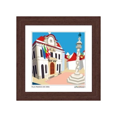 Quadro com arte digital da Câmara Municipal e Pelourinho de Vila Franca de Xira