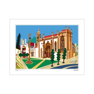 Ilustração de edifício histórico gótico com árvores e céu azul