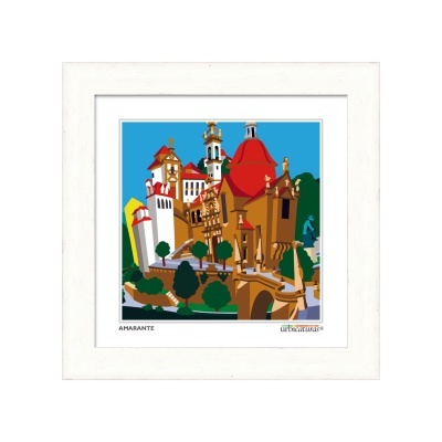 Quadro decorativo com ilustração colorida de Amarante em moldura branca