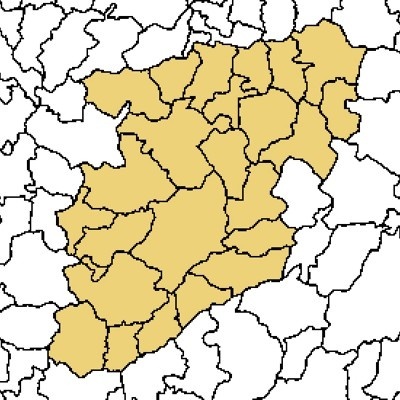 Mapa político com regiões amarelas em fundo branco