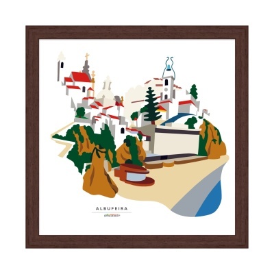 Quadro decorativo com imagem estilizada de vila costeira Albufeira