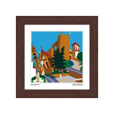 quadro com ilustração colorida da vila de Belmonte