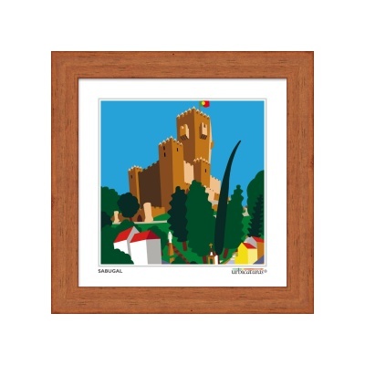 Quadro digital de castelo em moldura de madeira