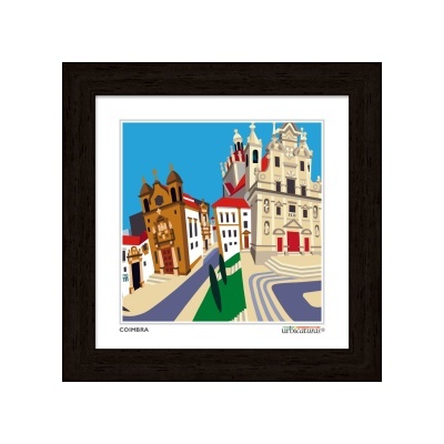 Quadro decorativo com imagem estilizada da cidade de Coimbra