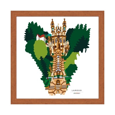 Imagem digital do Santuário de Nossa Senhora dos Remédios em Lamego com moldura de madeira