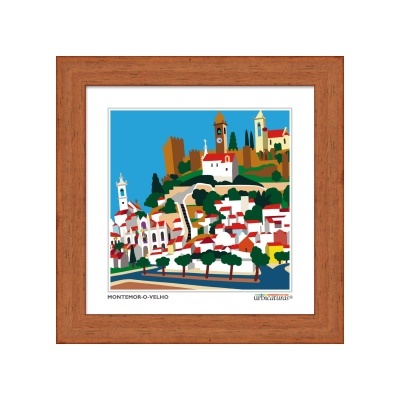 Moldura em madeira com impressão gráfica colorida de Montemor-o-Velho