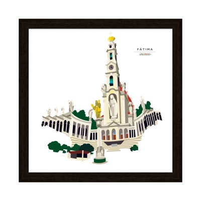 Ilustração da Basílica de Fátima emoldurada
