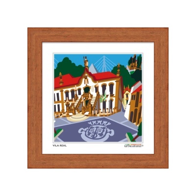 Quadro ilustrativo da Vila Real em moldura castanha