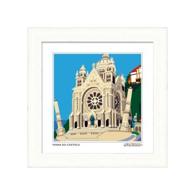 Quadro branco com ilustração digital da Basílica de Santa Luzia em Viana do Castelo