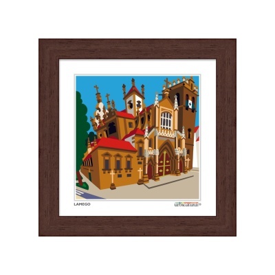 Quadro com ilustração de edifícios históricos em Lamego