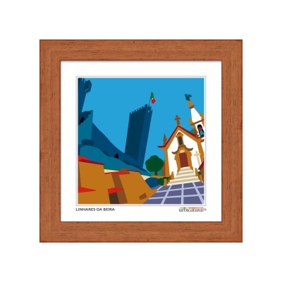 Imagem emoldurada com arte digital representando Linhares da Beira