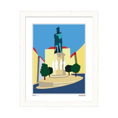 Quadro decorativo com imagem estilizada de monumento e estátua