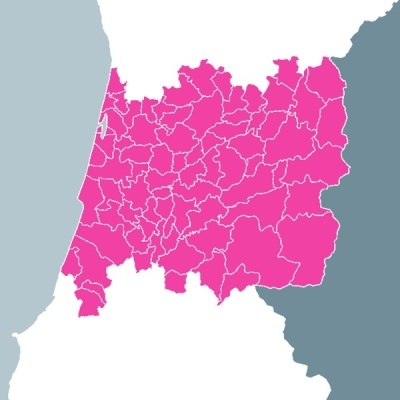 Mapa político de uma região com áreas a rosa e branco