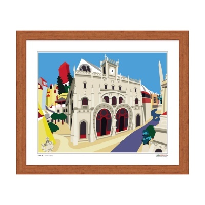 Imagem digital de um edifício histórico em Lisboa, emoldurada