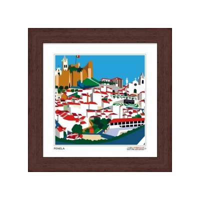 Quadro decorativo da cidade de Penela com moldura castanha
