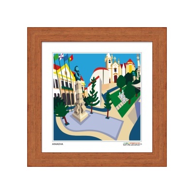 quadro colorido da cidade de Anadia em moldura de madeira