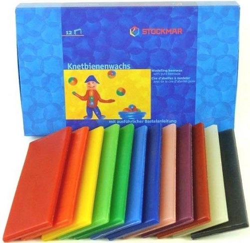 Cera de Modelar - Caixa de 12 Caixa azul de cera para modelar com 12 barras de cores variadas